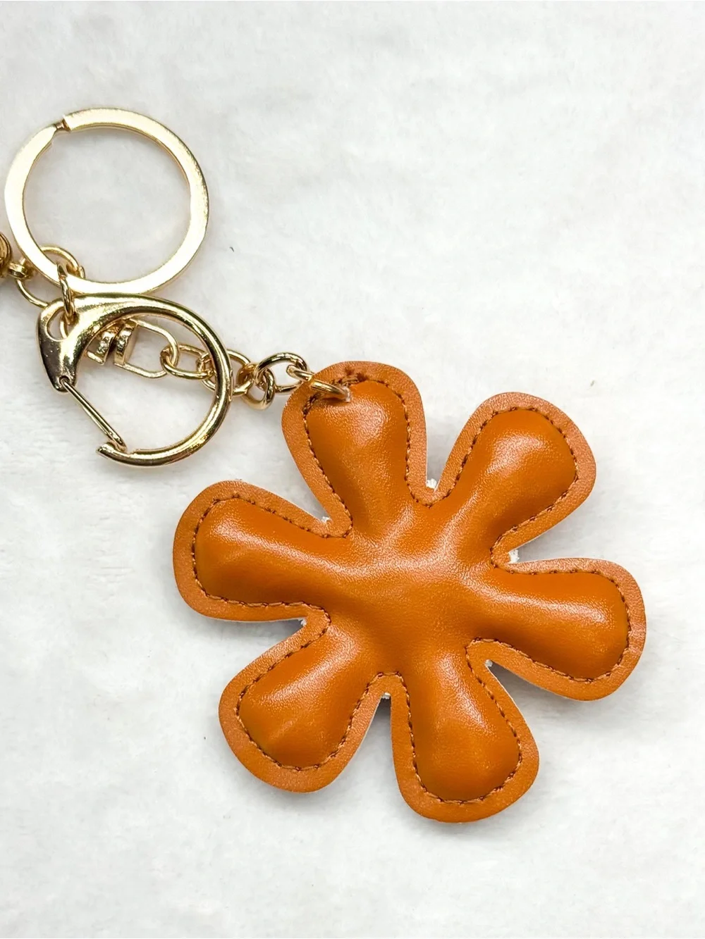 Brown Flower & Sunflower Bag Charm Keychain